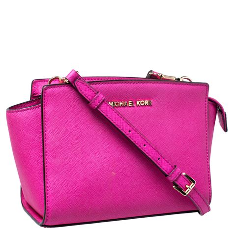 michael kors hot pink and white purse|michael kors pink studded purse.